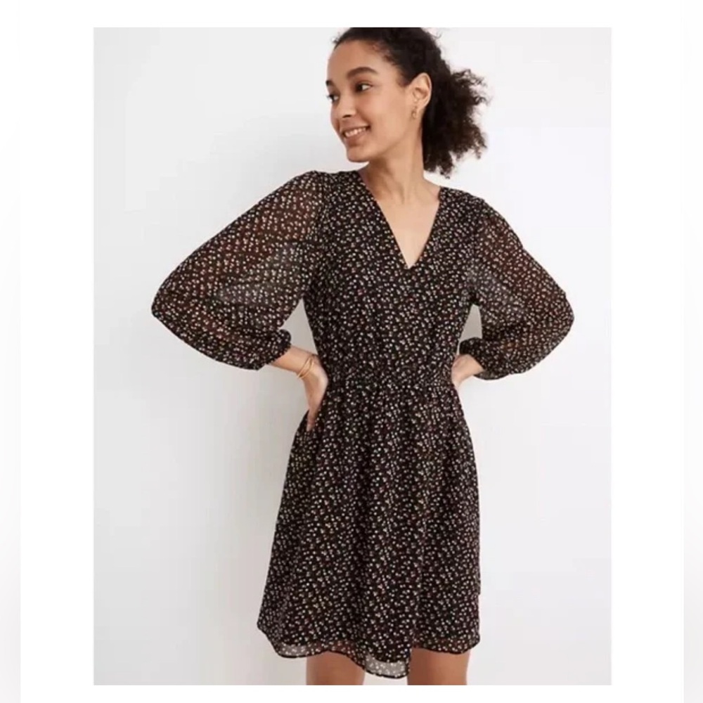 Madewell Georgette Button-Front Multicolor Floral Ditsy Mini Dress NWT